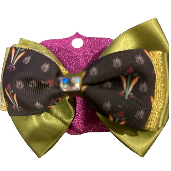 Disney Frozen Ana Hair Bow Tie in green Bow Clip - Picture 1 of 1